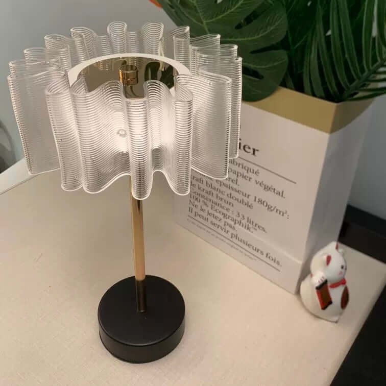Pleated Aluminum Rechargeable Table Lamp – Touch LED Bedside Lamp
