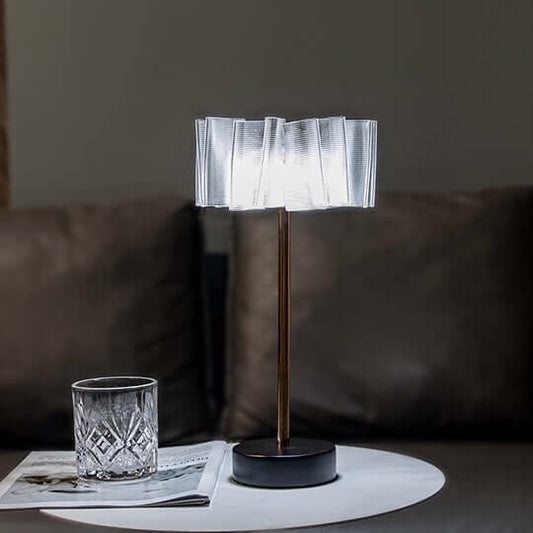 Pleated Aluminum Rechargeable Table Lamp – Touch LED Bedside Lamp