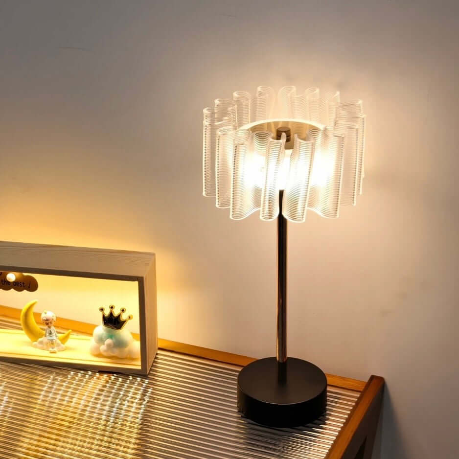 Pleated Aluminum Rechargeable Table Lamp – Touch LED Bedside Lamp