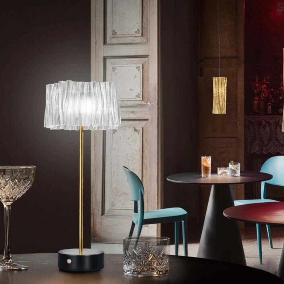 Pleated Aluminum Rechargeable Table Lamp – Touch LED Bedside Lamp