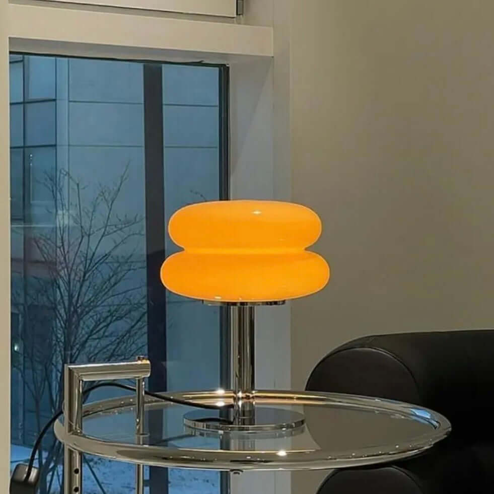 Modern Bauhaus Mushroom Table Lamp – Hand-Blown Glass LED Bedside Lamp