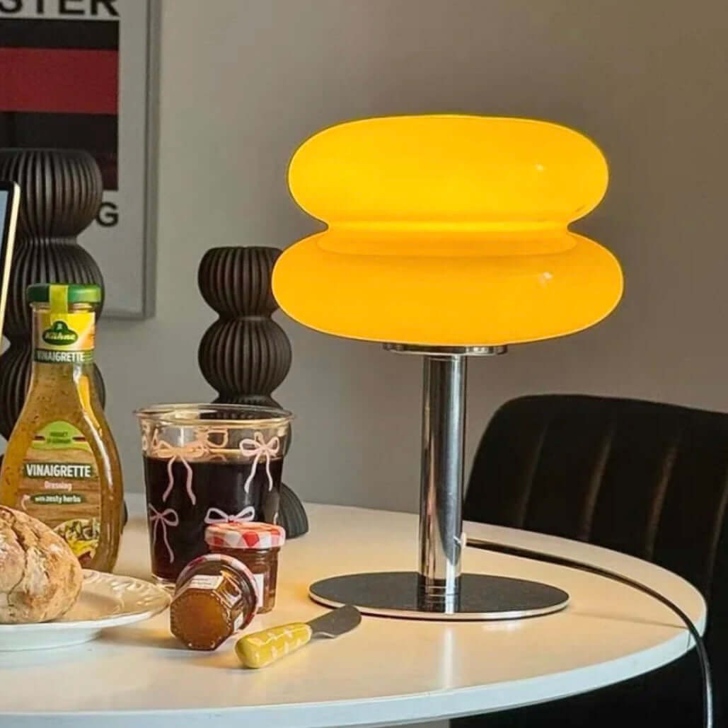 Modern Bauhaus Mushroom Table Lamp – Hand-Blown Glass LED Bedside Lamp