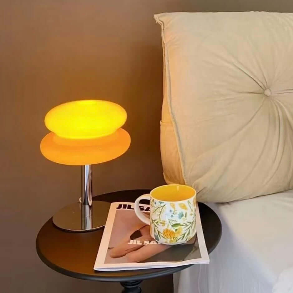 Modern Bauhaus Mushroom Table Lamp – Hand-Blown Glass LED Bedside Lamp