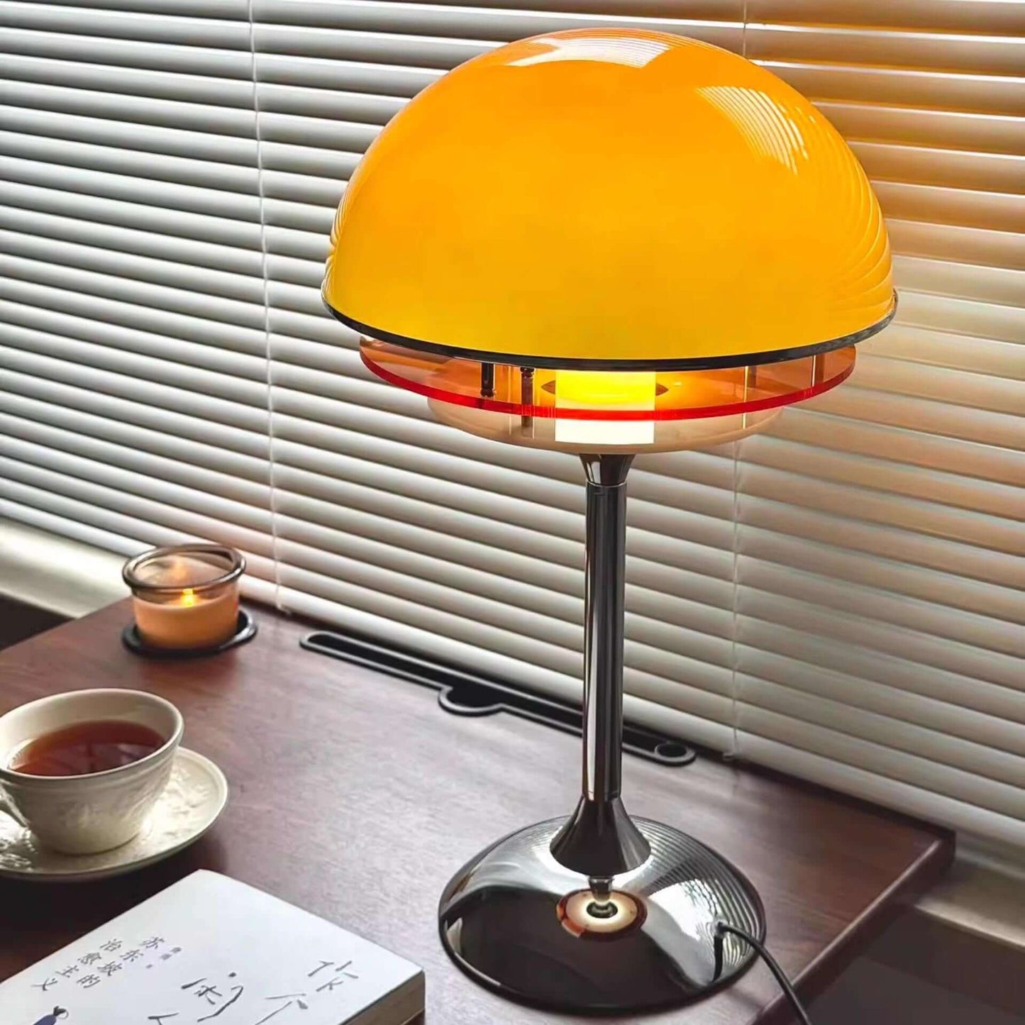 Vintage Sunset Orange Table Lamp – Retro Bauhaus Bedside Light
