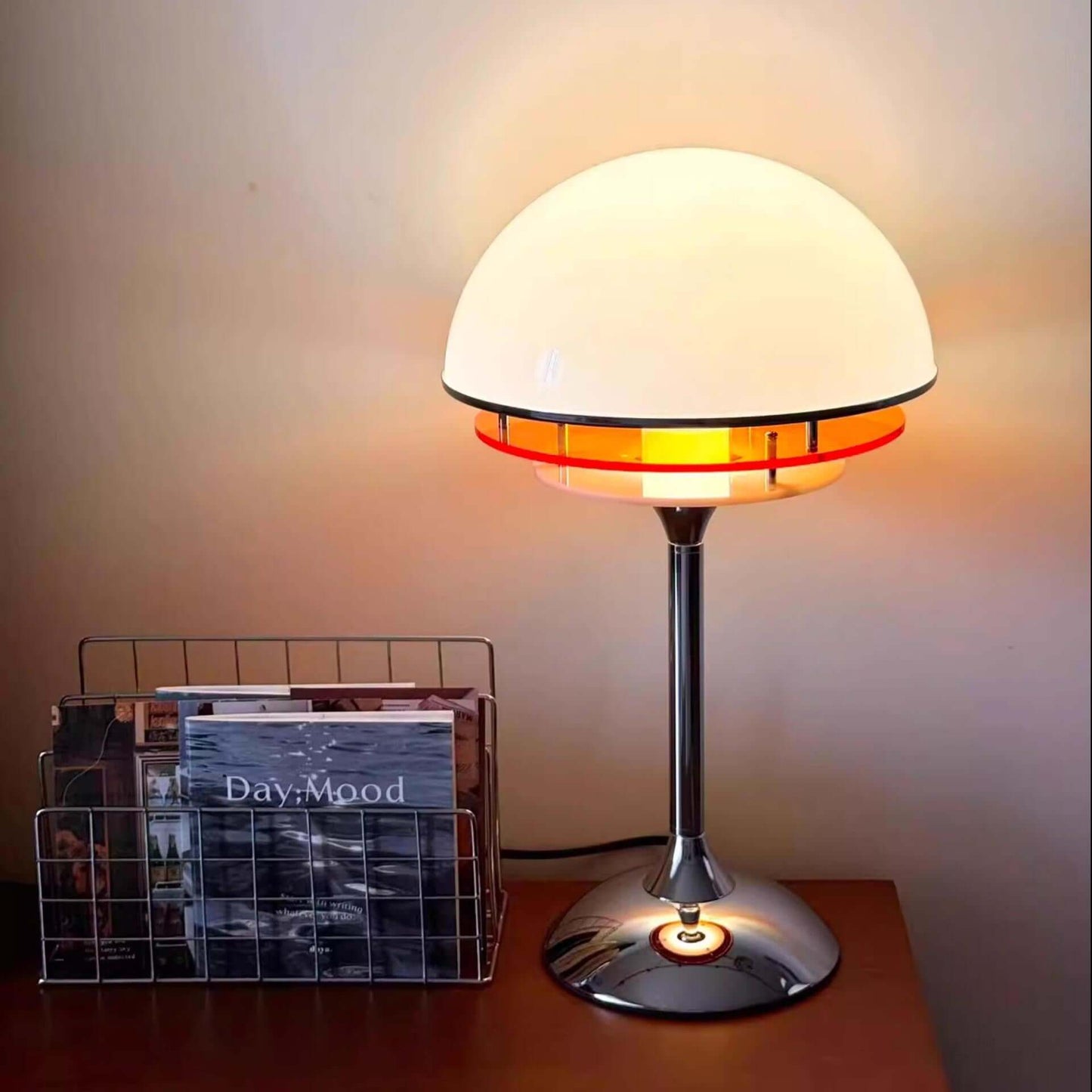Vintage Sunset Orange Table Lamp – Retro Bauhaus Bedside Light