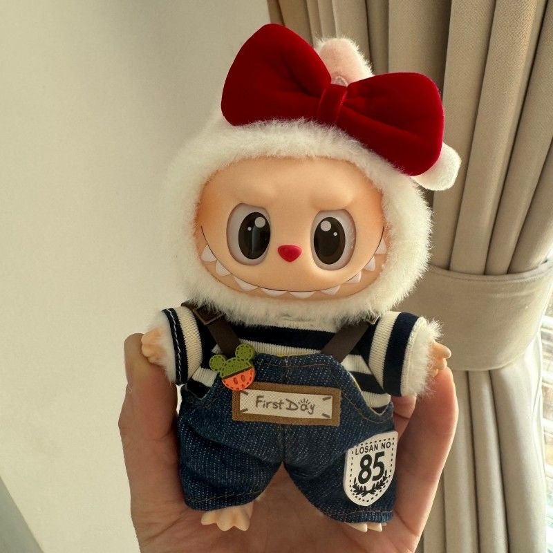 Red Bow Baby Outfit/clothes  for labubu 17cm Doll（No Doll Included）
