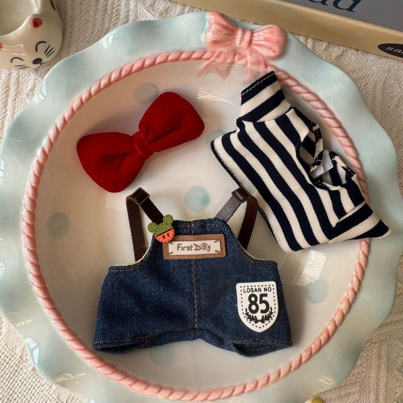Red Bow Baby Outfit/clothes  for labubu 17cm Doll（No Doll Included）