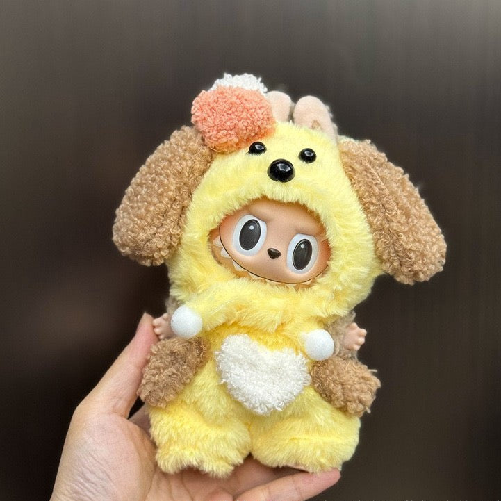 Yellow Big-Eared Dog Outfit/clothes  for labubu 17cm Doll（No Doll Included）