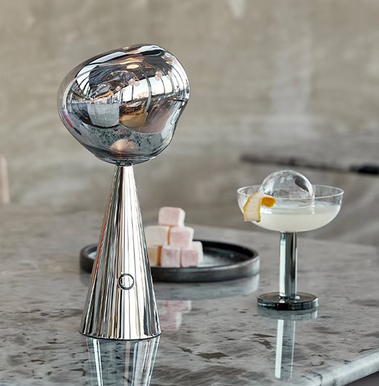 Portable rechargeable lava bedside lamp for bedroom