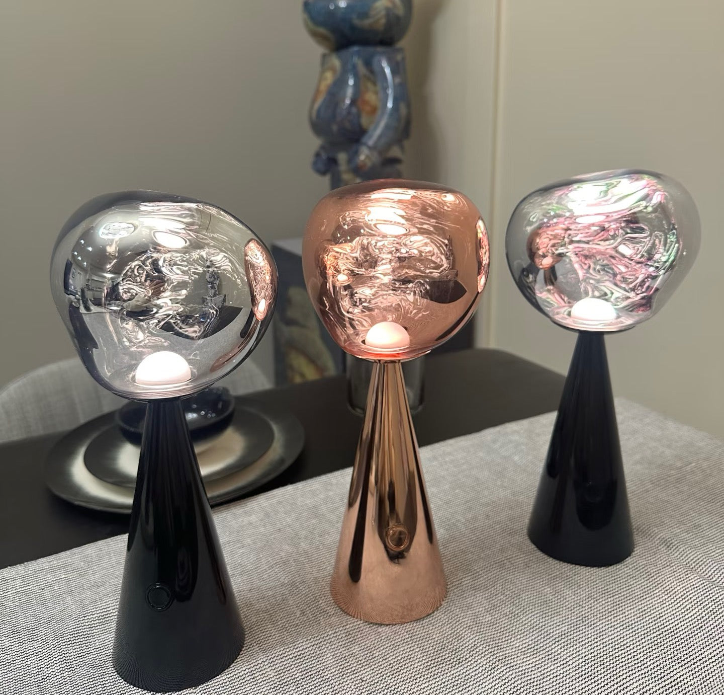 Portable rechargeable lava bedside lamp for bedroom