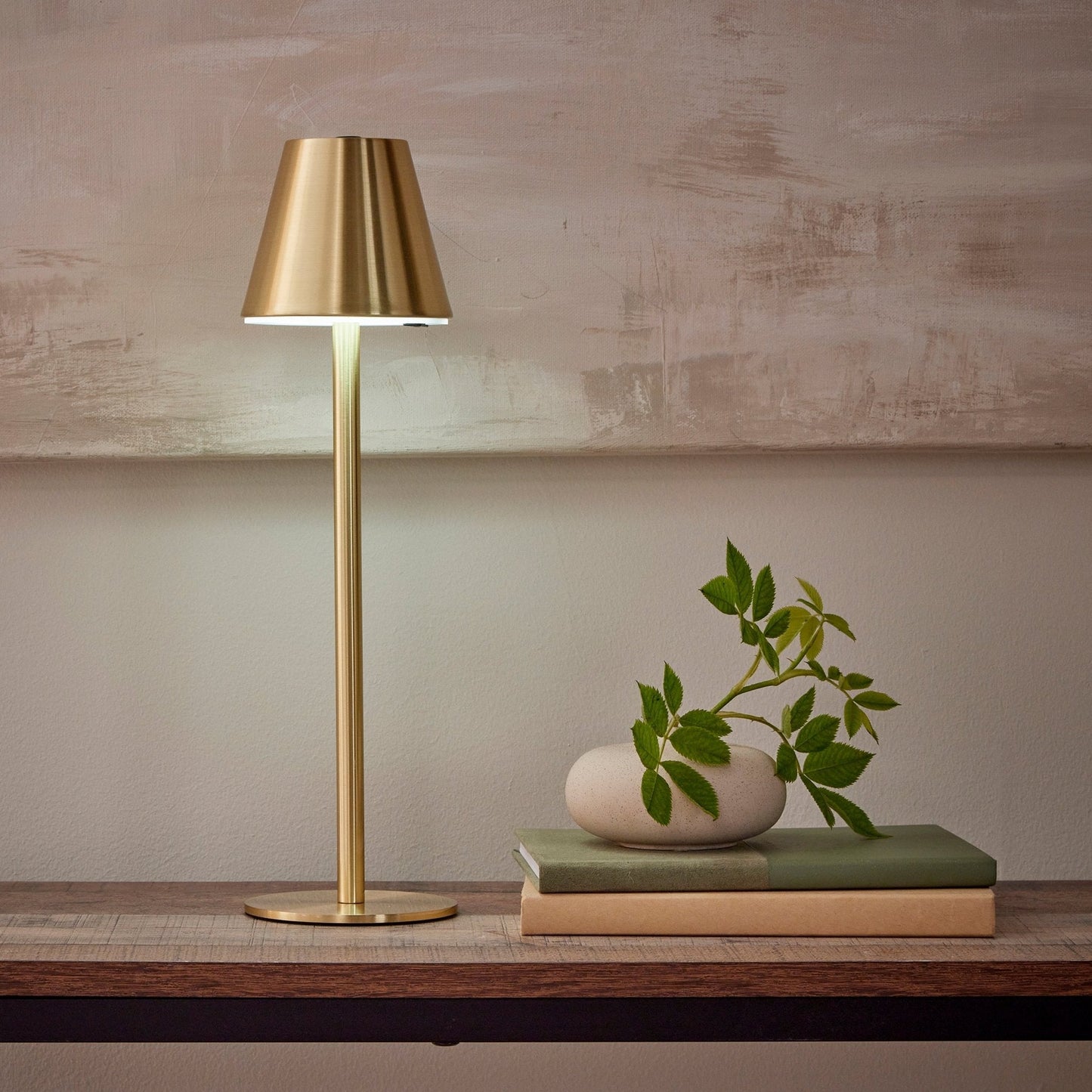 LED Table Lamp – Gold Circular Base with 3-Color Touch Dimming