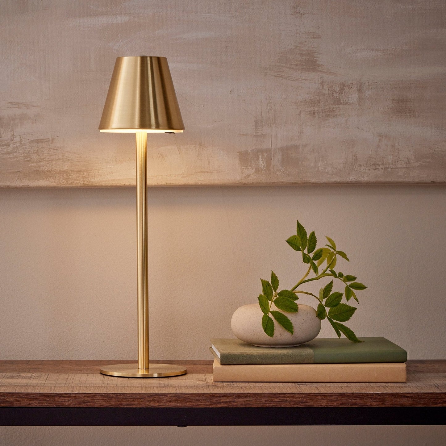 LED Table Lamp – Gold Circular Base with 3-Color Touch Dimming