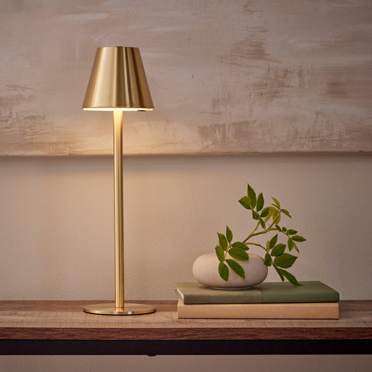 LED Table Lamp – Gold Circular Base with 3-Color Touch Dimming