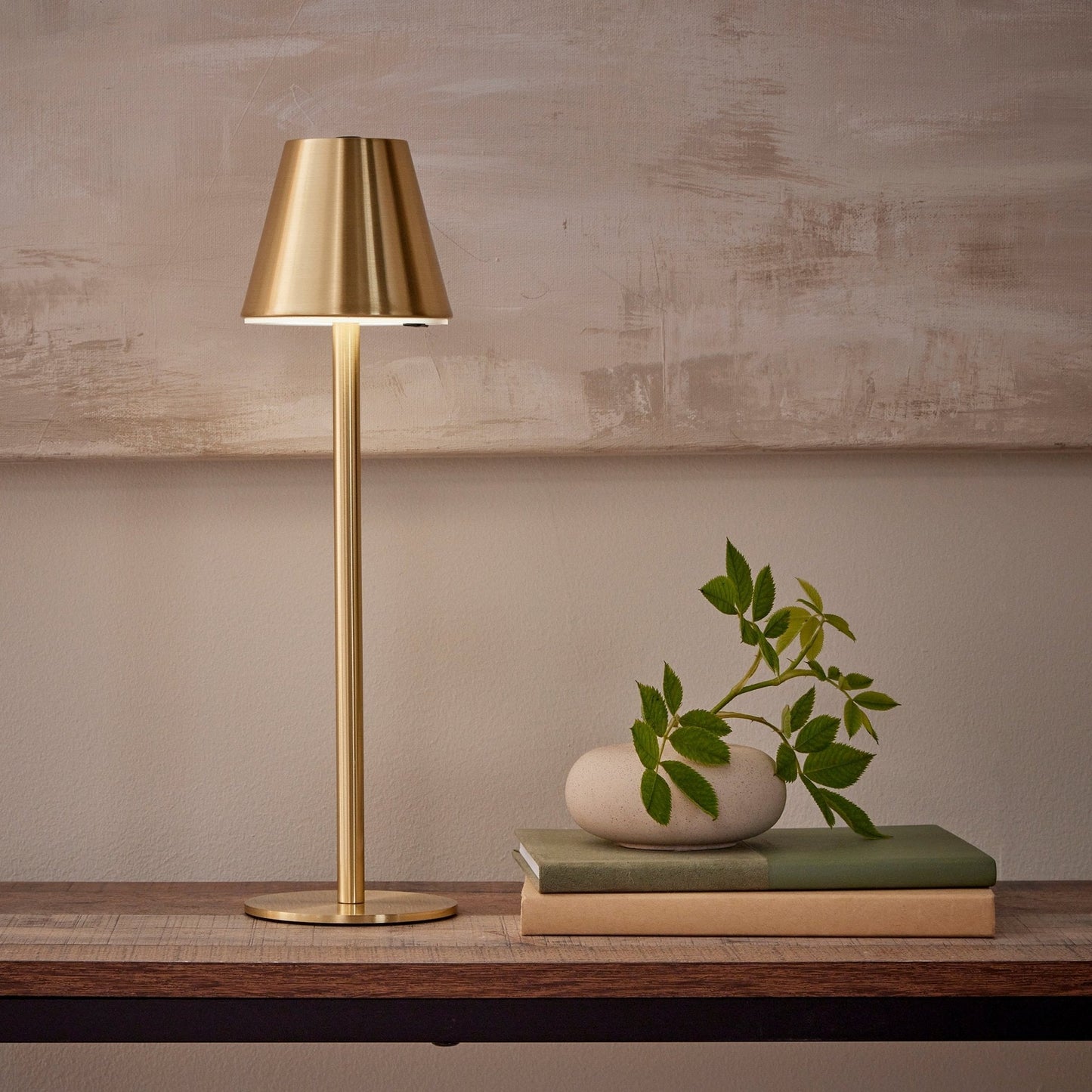 LED Table Lamp – Gold Circular Base with 3-Color Touch Dimming
