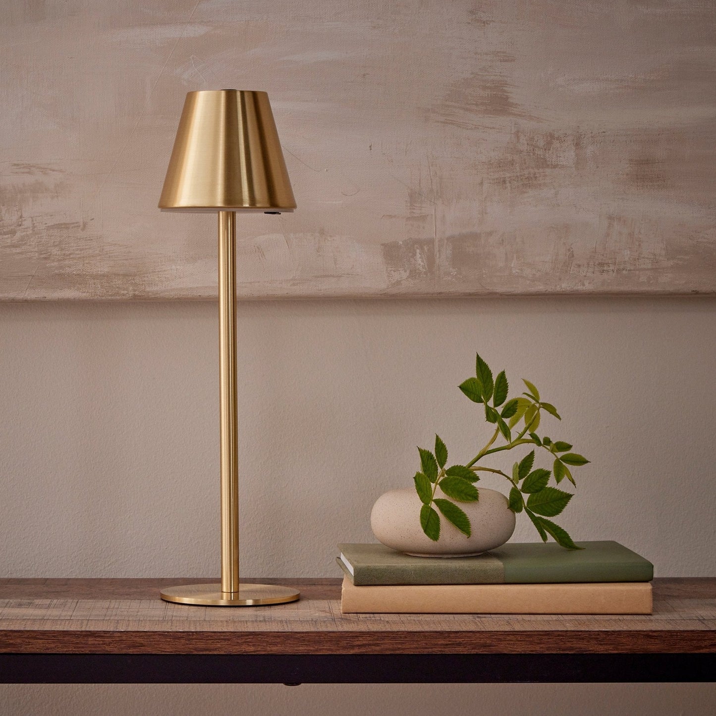 LED Table Lamp – Gold Circular Base with 3-Color Touch Dimming