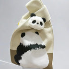 Panda Knitted Handbag-hide and seek（Beige）